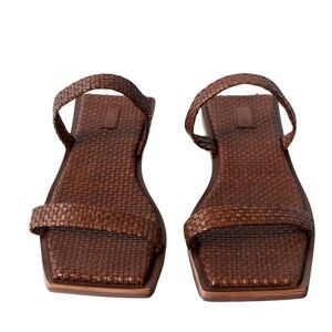 St Agni Minimal Two Strap Slide Antique Tan size 38